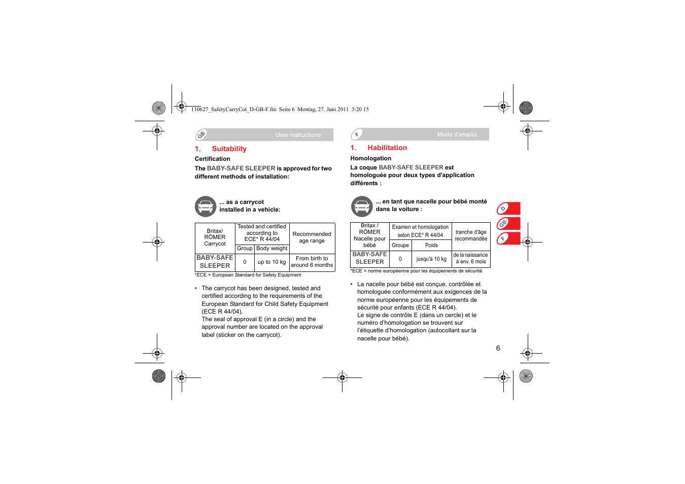 Britax BABY-SAFE SLEEPER User Manual | Page 8 / 233
