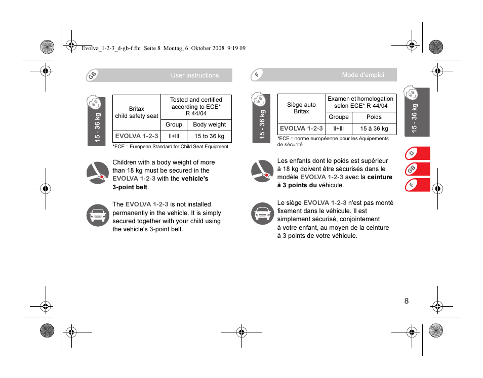 Britax EVOLVA 123 Plus User Manual | Page 10 / 251