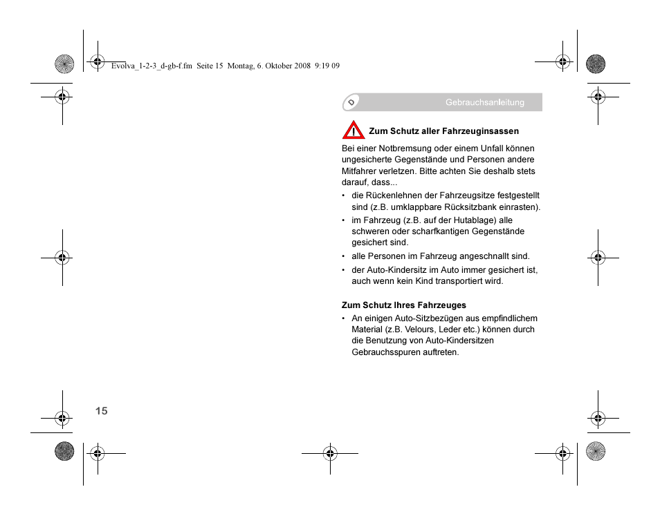 Britax EVOLVA 123 Plus User Manual | Page 17 / 251