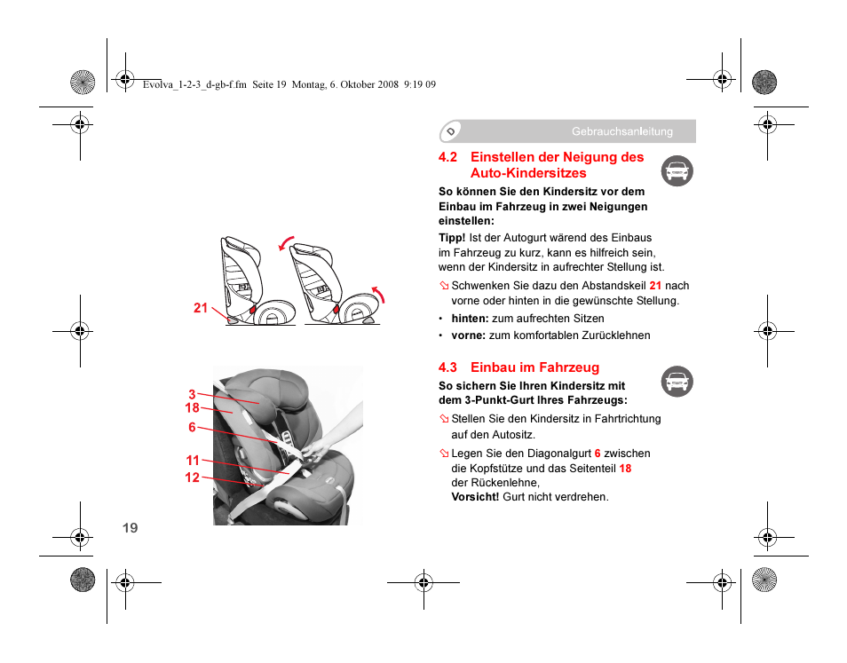 Britax EVOLVA 123 Plus User Manual | Page 21 / 251