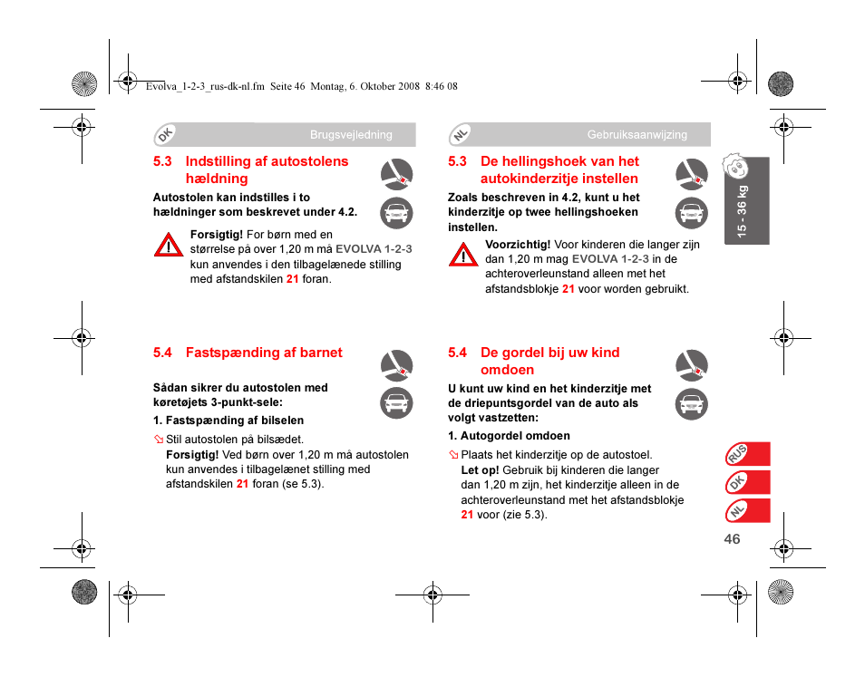 Britax EVOLVA 123 Plus User Manual | Page 214 / 251