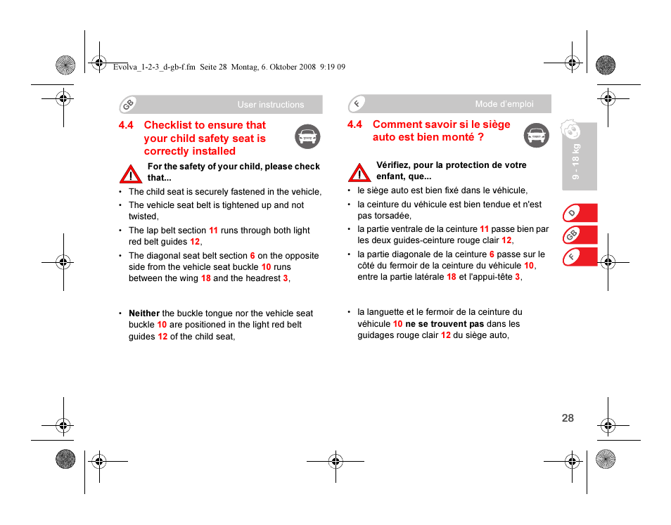 Britax EVOLVA 123 Plus User Manual | Page 30 / 251