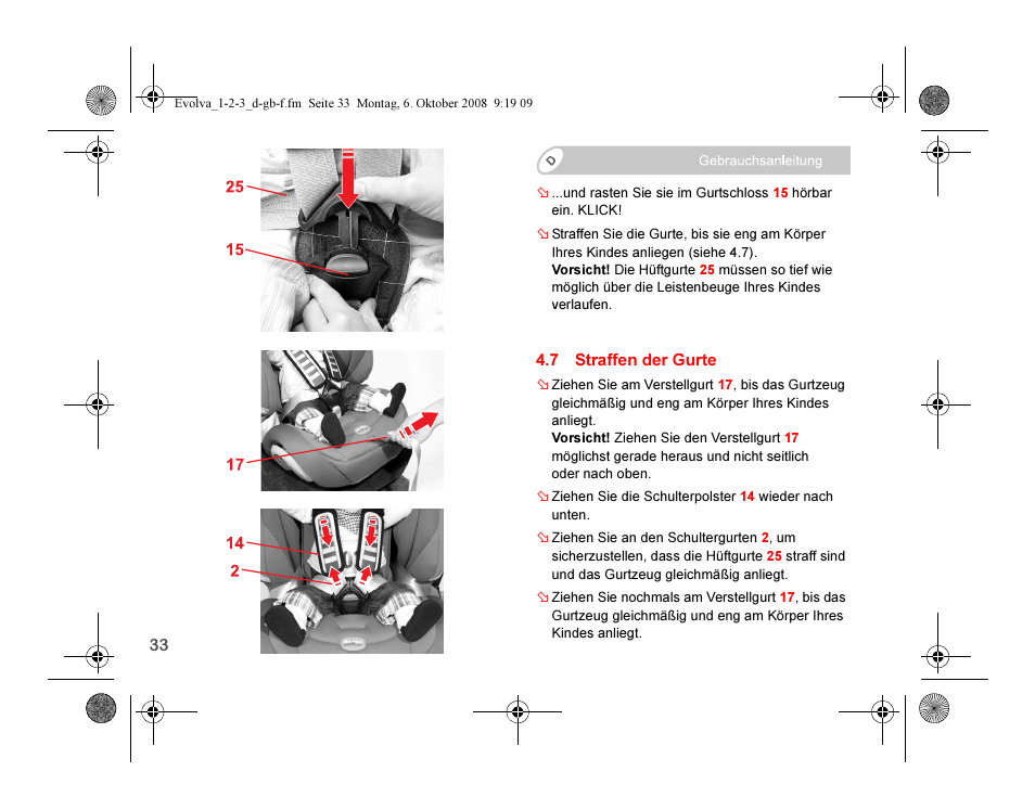 Britax EVOLVA 123 Plus User Manual | Page 35 / 251