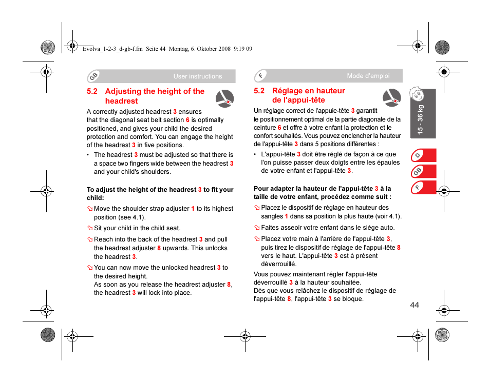 Britax EVOLVA 123 Plus User Manual | Page 46 / 251