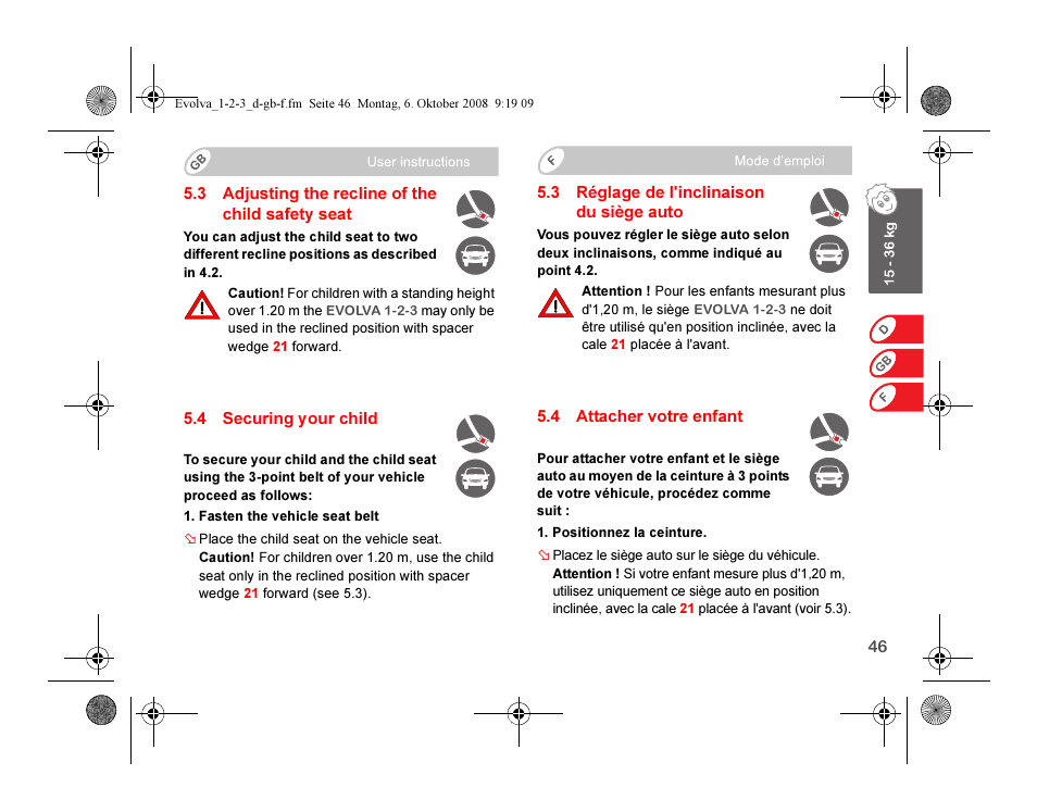 Britax EVOLVA 123 Plus User Manual | Page 48 / 251