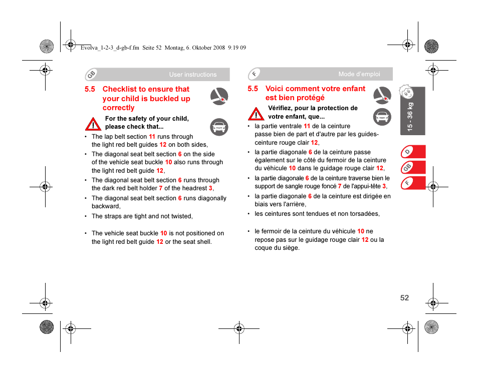 Britax EVOLVA 123 Plus User Manual | Page 54 / 251