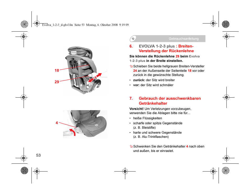 Britax EVOLVA 123 Plus User Manual | Page 55 / 251
