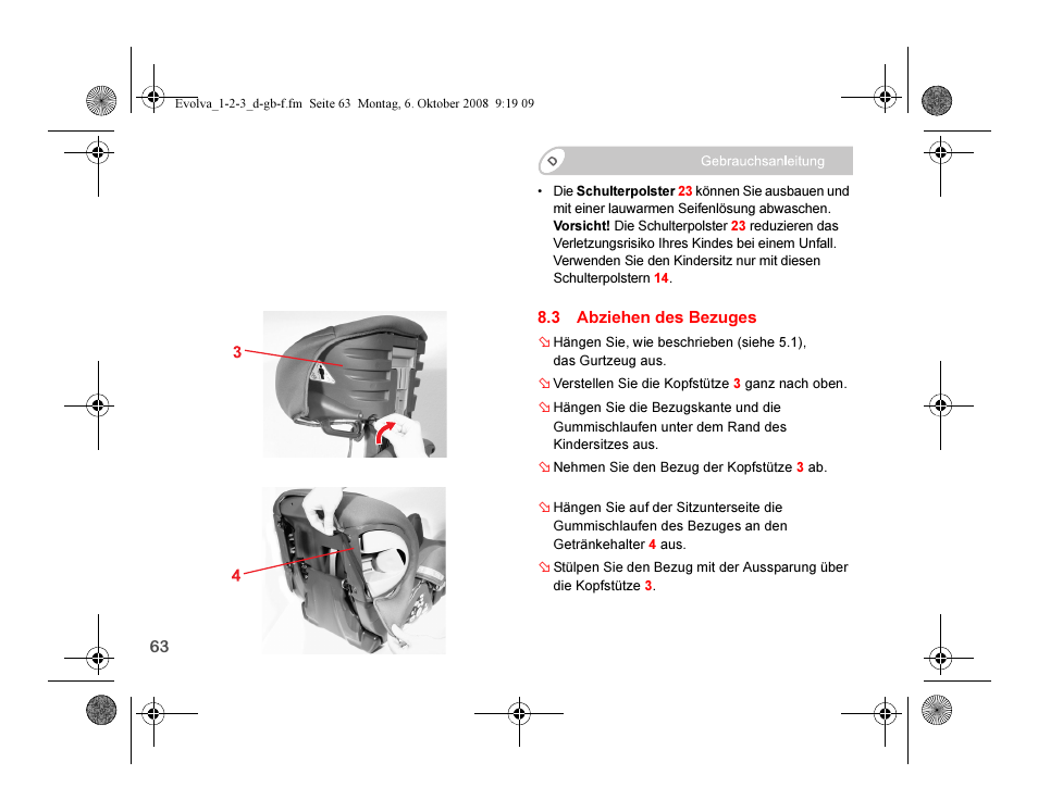 Britax EVOLVA 123 Plus User Manual | Page 65 / 251