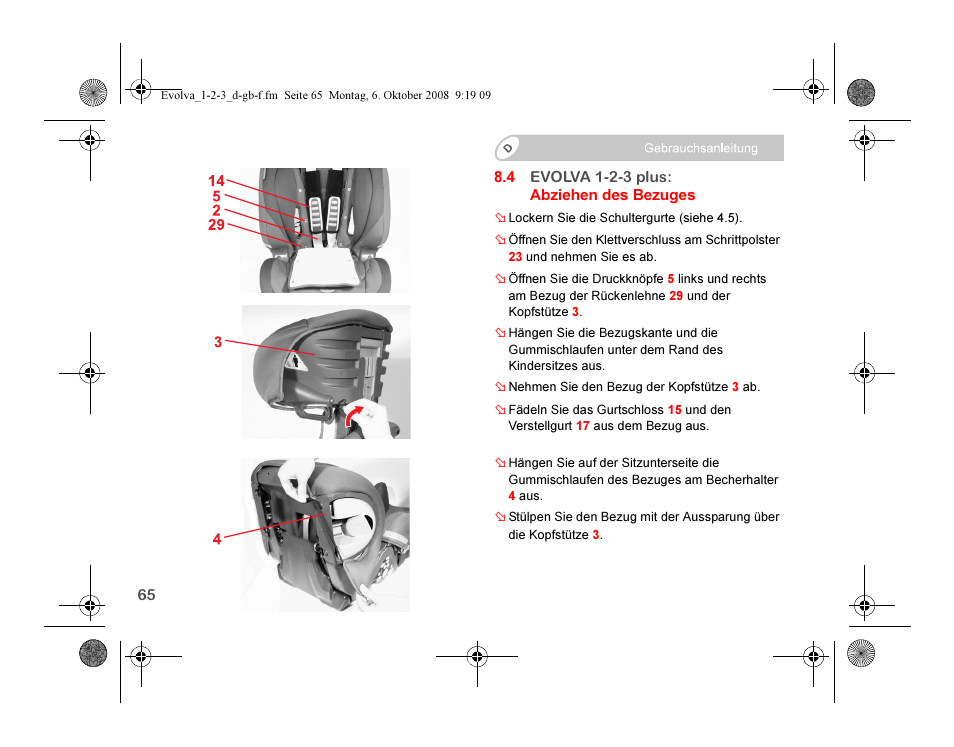 Britax EVOLVA 123 Plus User Manual | Page 67 / 251