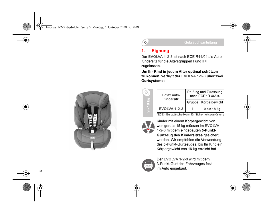 Britax EVOLVA 123 Plus User Manual | Page 7 / 251