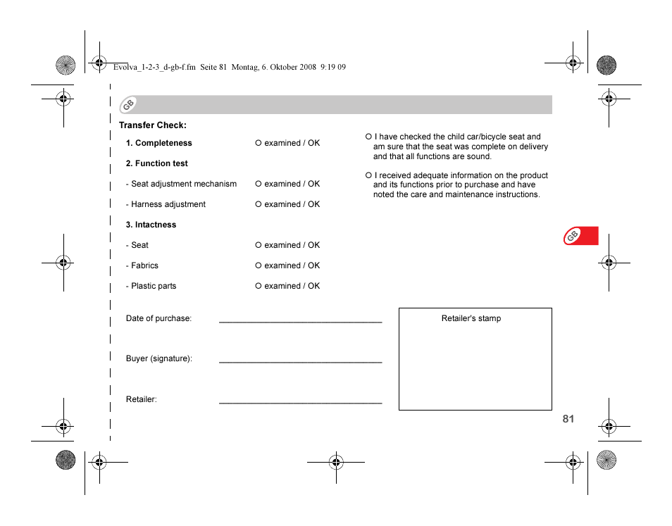 Britax EVOLVA 123 Plus User Manual | Page 83 / 251