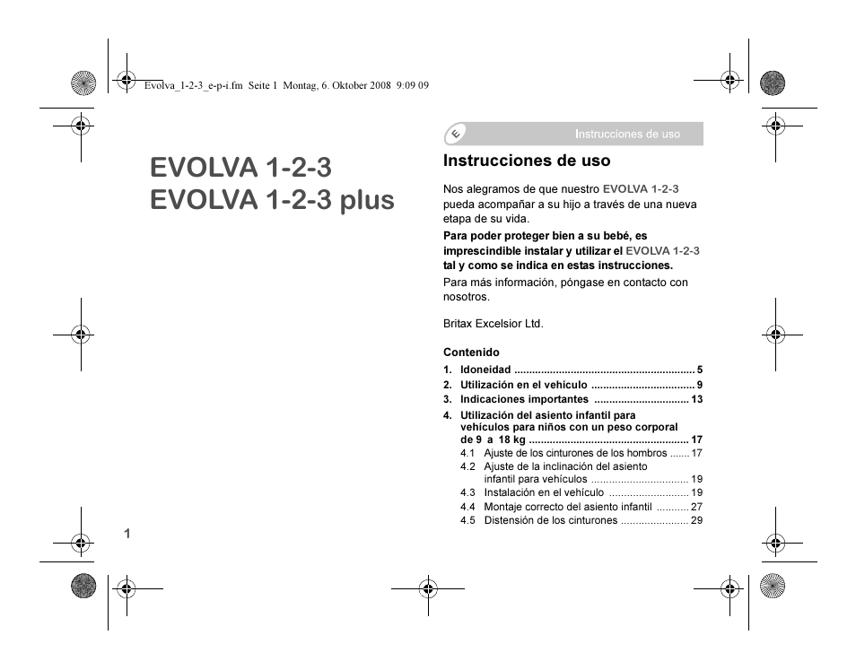 Evolva_1-2-3_e-p-i, Instrucciones de uso | Britax EVOLVA 123 Plus User Manual | Page 86 / 251