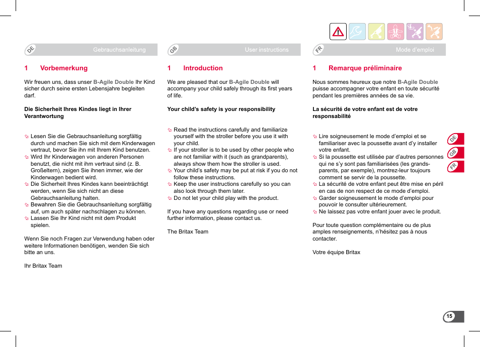 Britax B-Agile Double User Manual | Page 17 / 132
