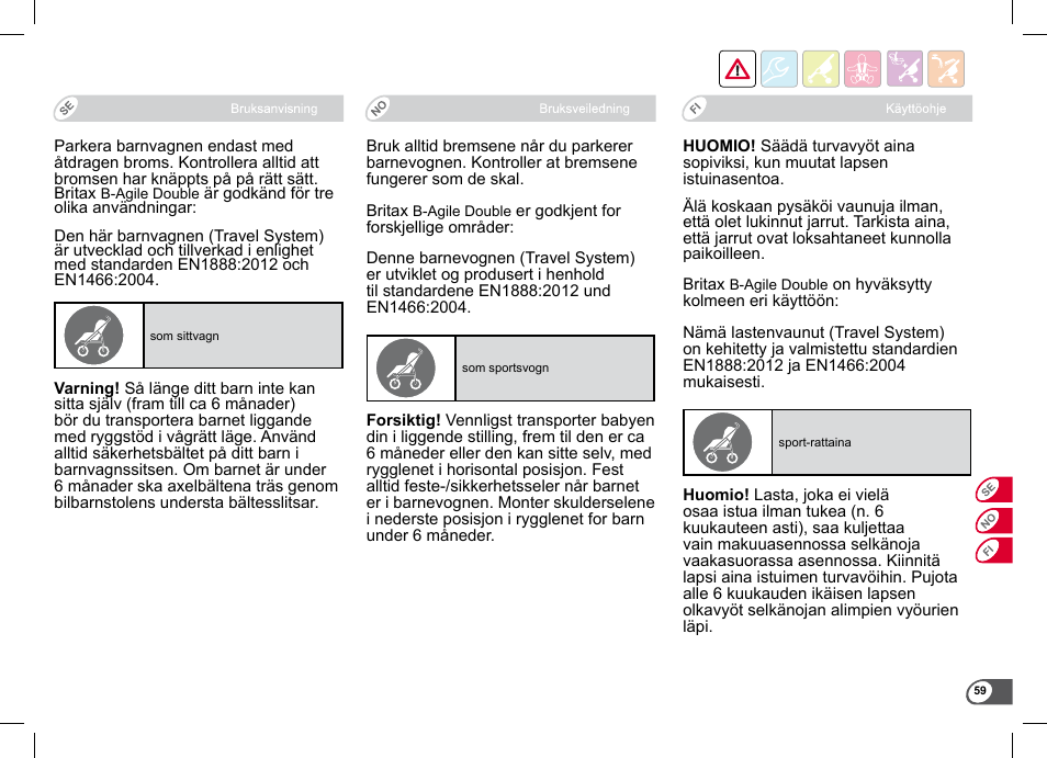 Britax B-Agile Double User Manual | Page 61 / 132