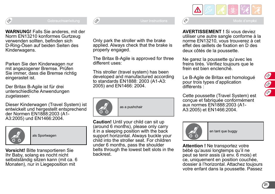 Britax B-Agile User Manual | Page 23 / 133