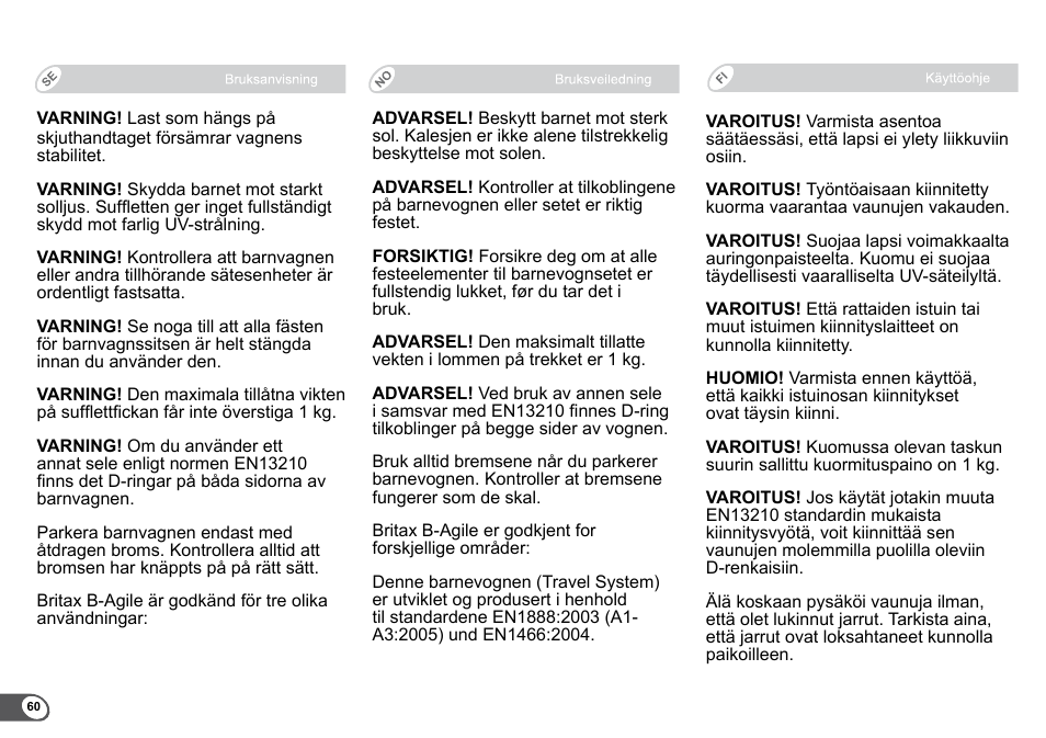 Britax B-Agile User Manual | Page 62 / 133