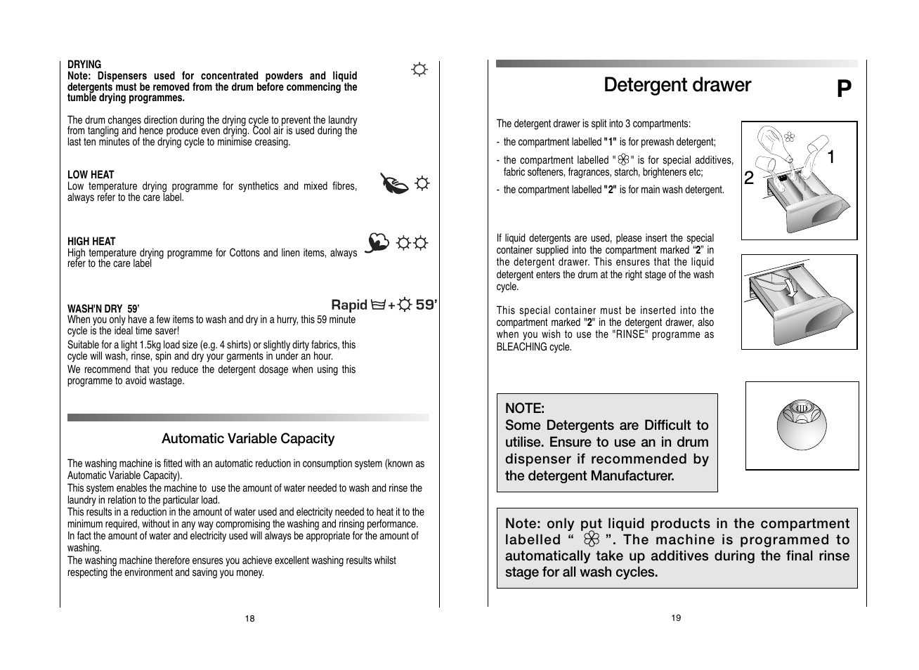 Detergent drawer | Candy GO W496D-AUS User Manual | Page 10 / 21