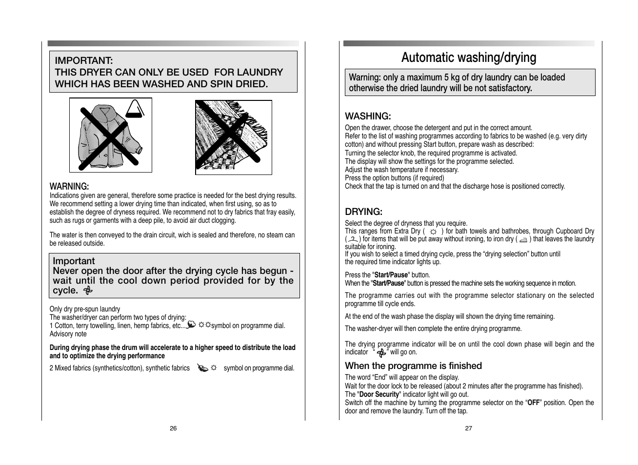 Automatic washing/drying | Candy GO W496D-AUS User Manual | Page 14 / 21