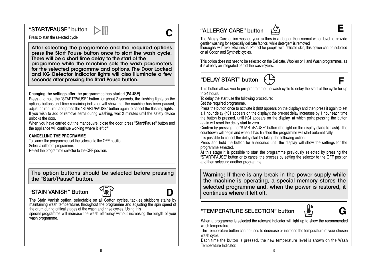 Candy GO W496D-AUS User Manual | Page 5 / 21