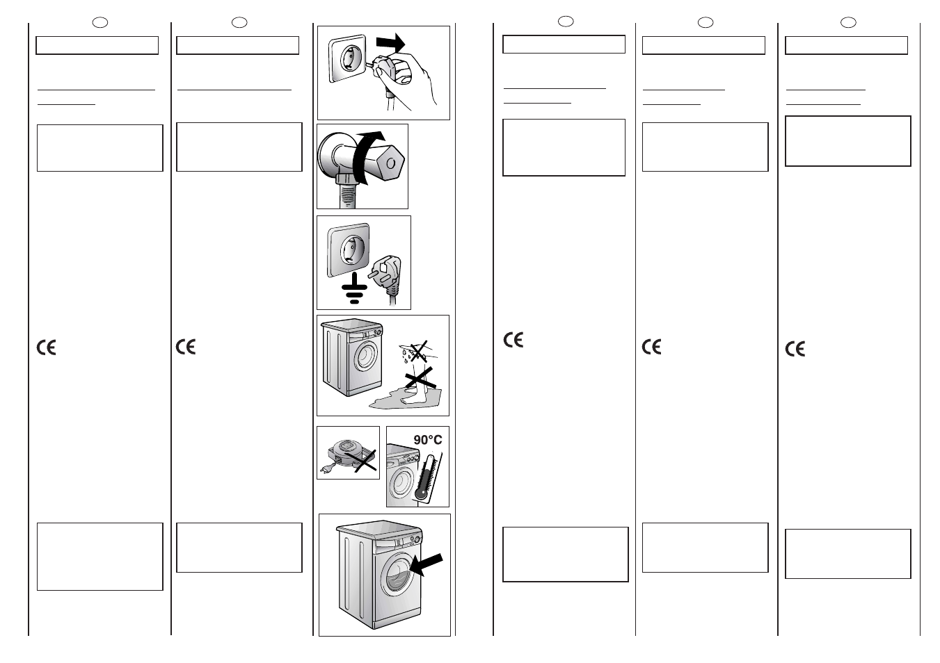 Safety measures, Mesures de securite, Veiligheidsmaat- regelen | Prescrizioni di sicurezza, Normas de seguridad | Candy CNE 108 T User Manual | Page 6 / 33