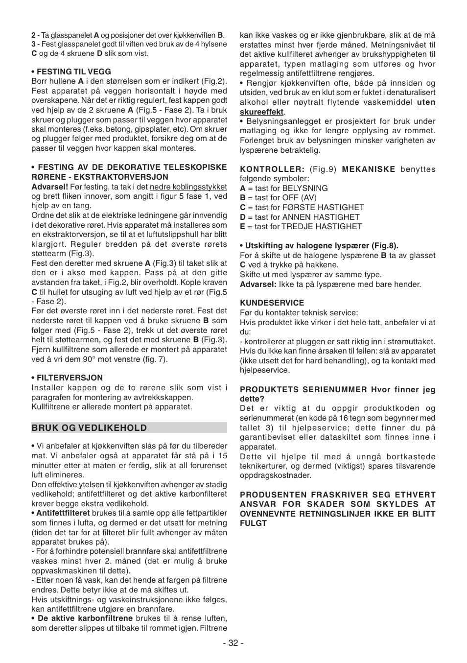 Candy CGM 91 X User Manual | Page 32 / 48