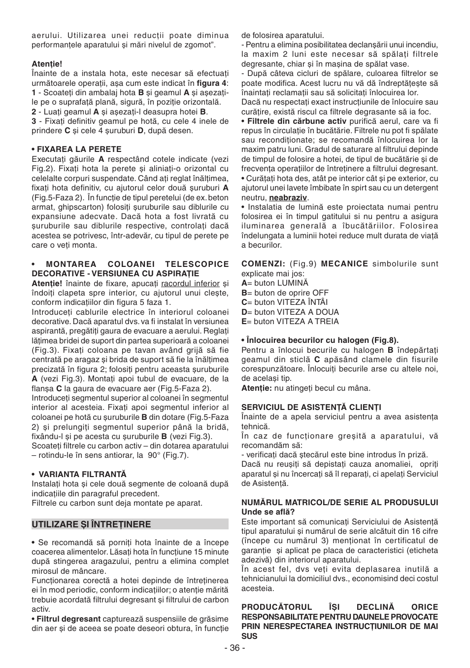 Candy CGM 91 X User Manual | Page 36 / 48