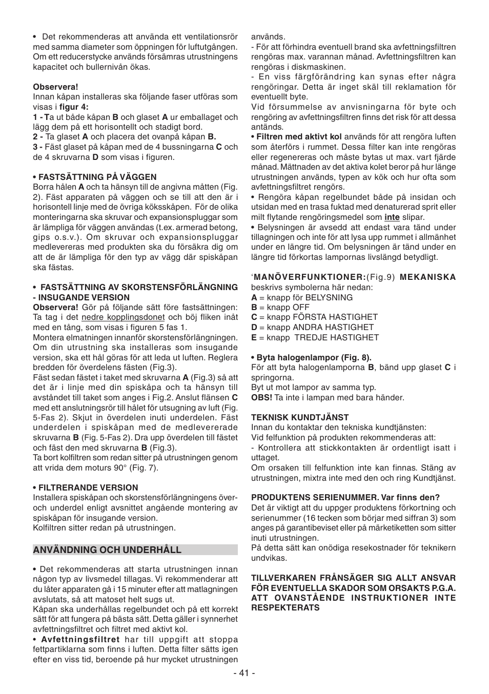 Candy CGM 91 X User Manual | Page 41 / 48