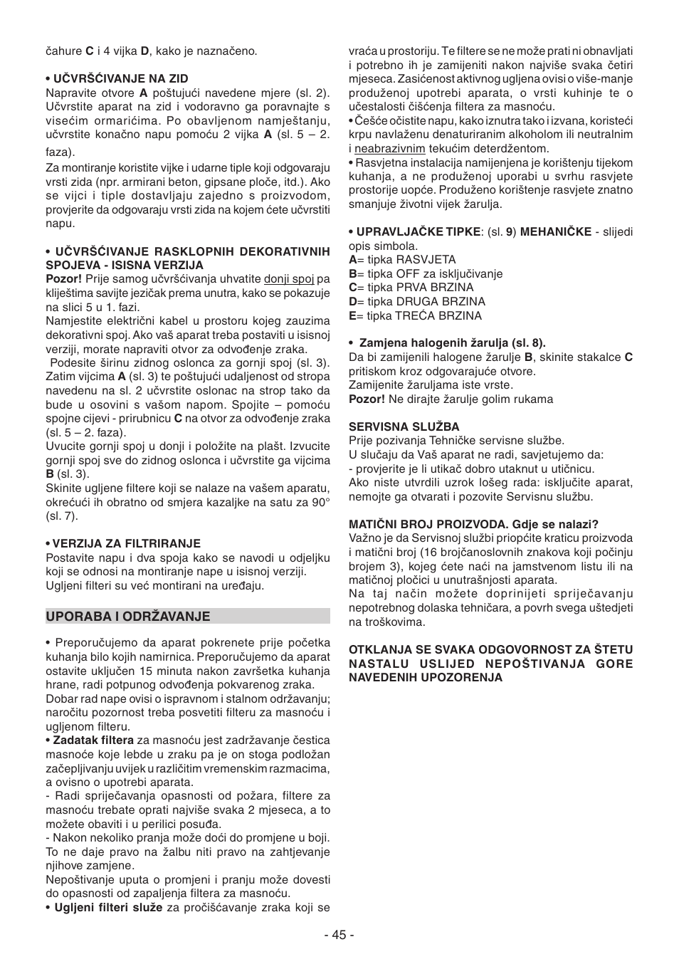 Candy CGM 91 X User Manual | Page 45 / 48