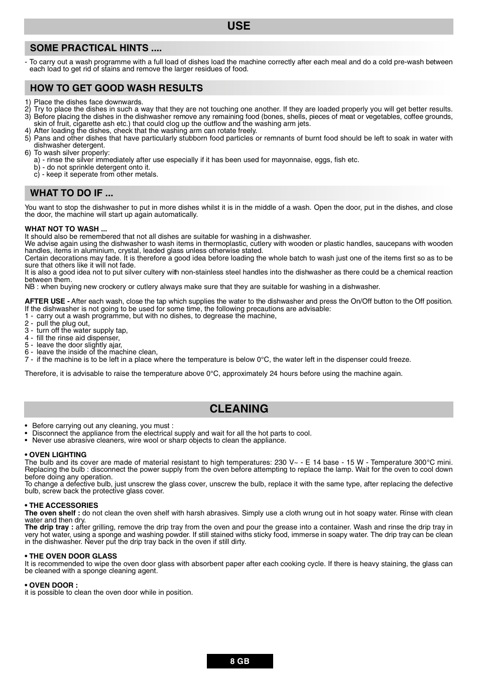 Use cleaning, Some practical hints, How to get good wash results | What to do if | Candy DUO 609 X User Manual | Page 10 / 76