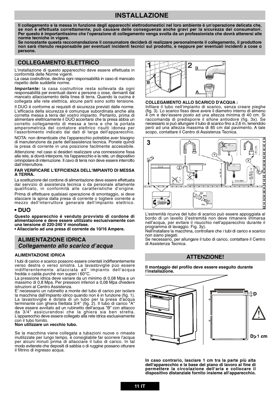 Installazione | Candy DUO 609 X User Manual | Page 13 / 76