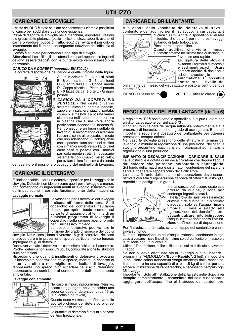 Utilizzo, Caricare le stoviglie | Candy DUO 609 X User Manual | Page 17 / 76