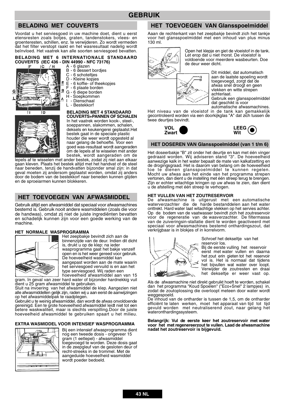 Gebruik, Belading met couverts | Candy DUO 609 X User Manual | Page 45 / 76