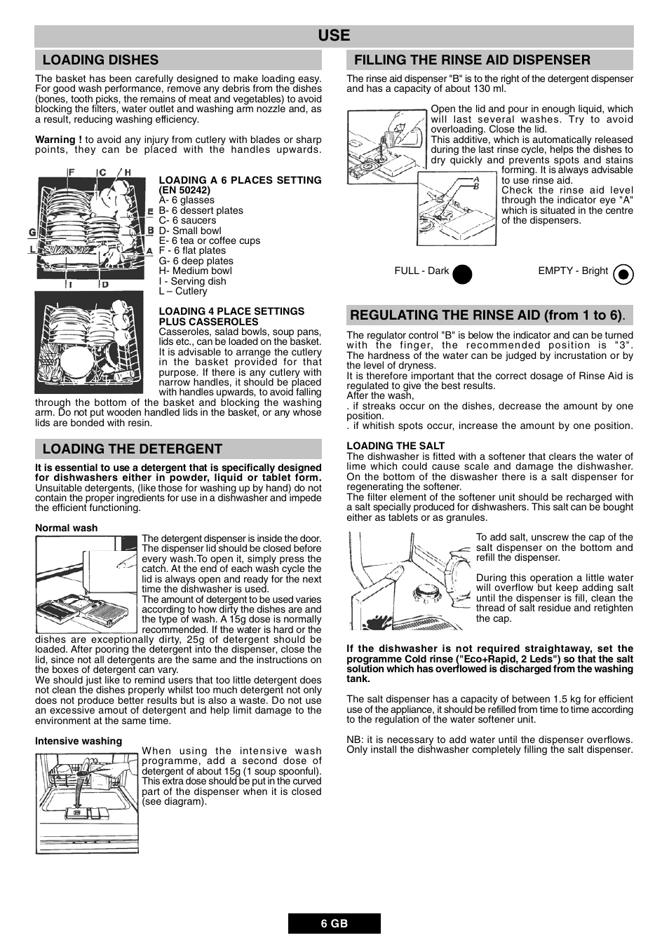 Loading dishes | Candy DUO 609 X User Manual | Page 8 / 76