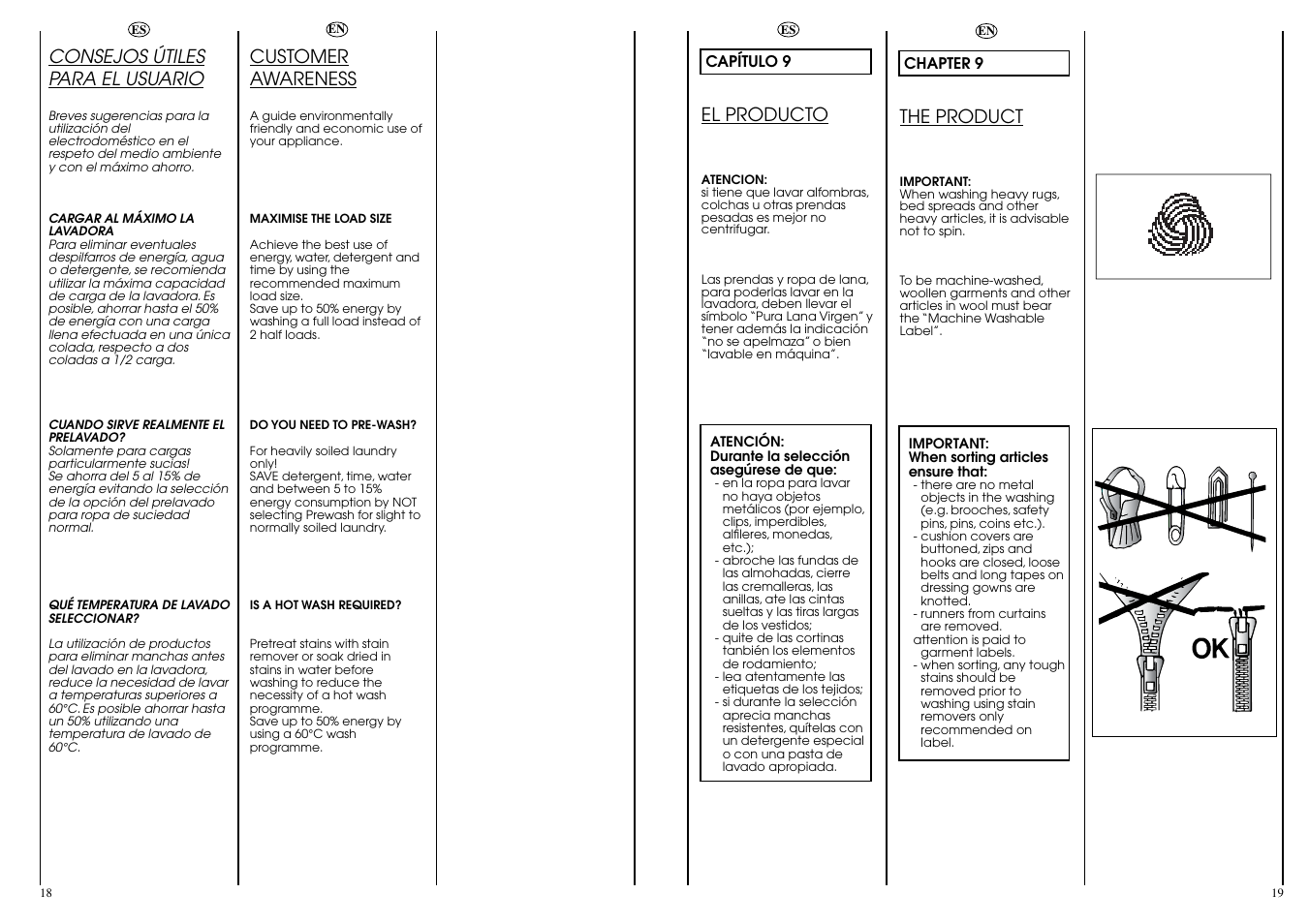 El producto, The product, Consejos útiles para el usuario | Customer awareness | Candy CN 53.1__D User Manual | Page 10 / 25