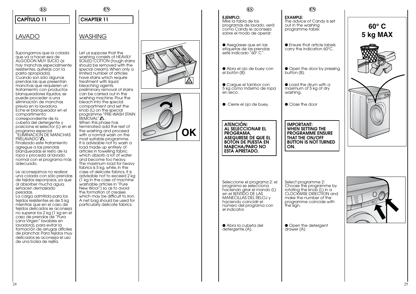 60° c 5 kg max | Candy CN 53.1__D User Manual | Page 13 / 25