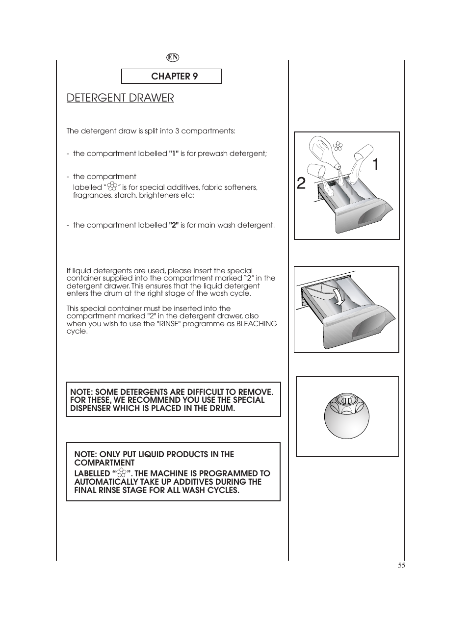 Detergent drawer | Candy GO W485D-66 User Manual | Page 55 / 72