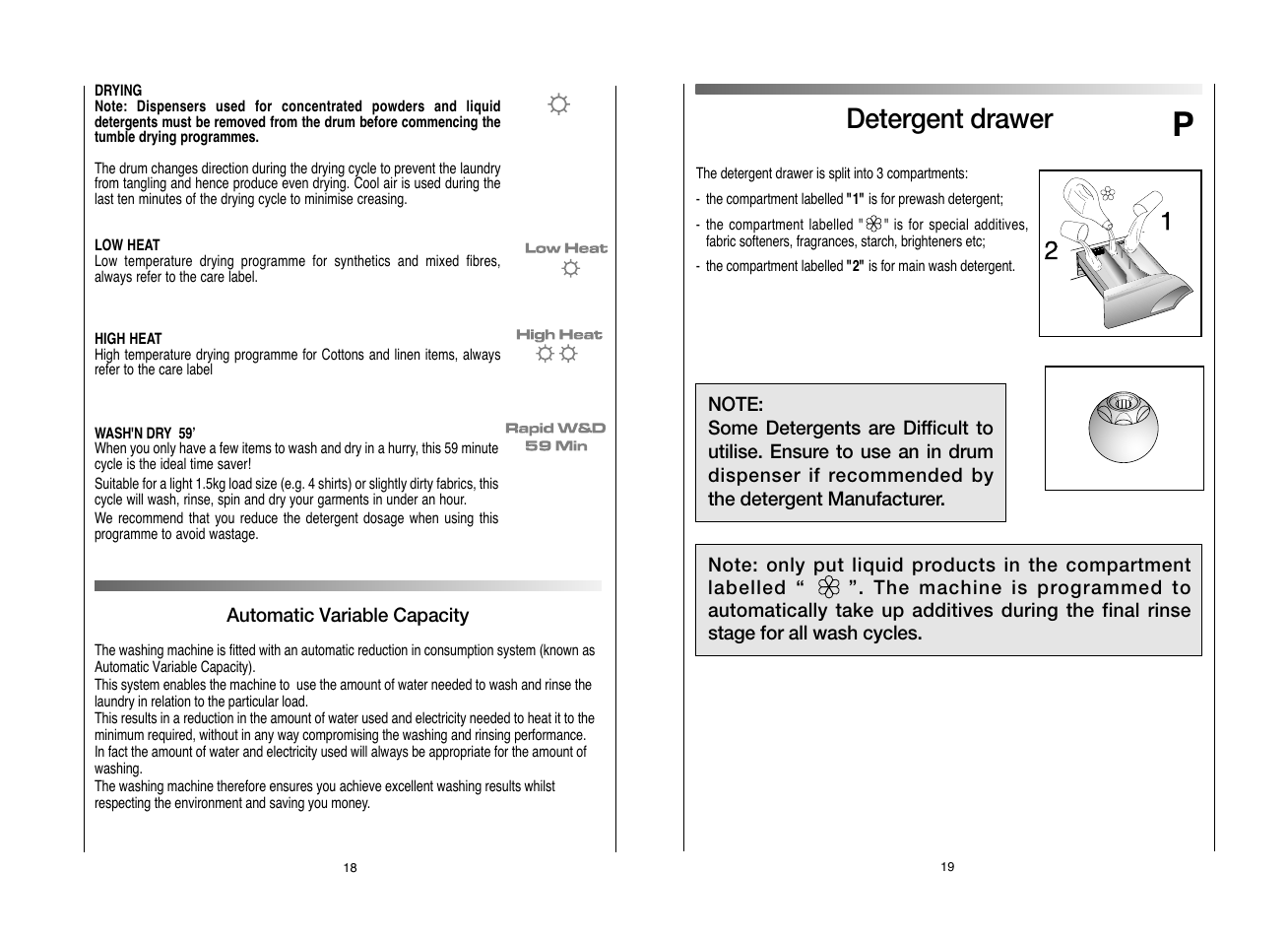 Detergent drawer | Candy EVOW 6853D-80 User Manual | Page 10 / 21