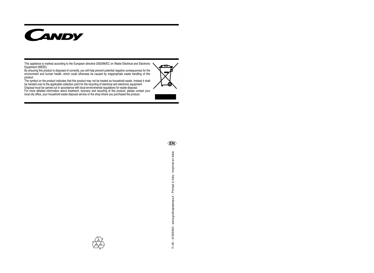 Candy EVOW 6853D-80 User Manual | Page 21 / 21