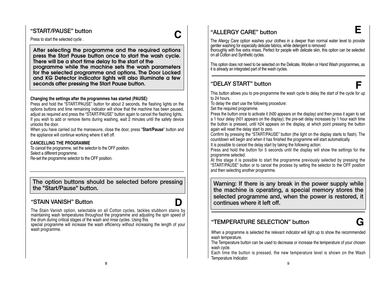 Candy EVOW 6853D-80 User Manual | Page 5 / 21