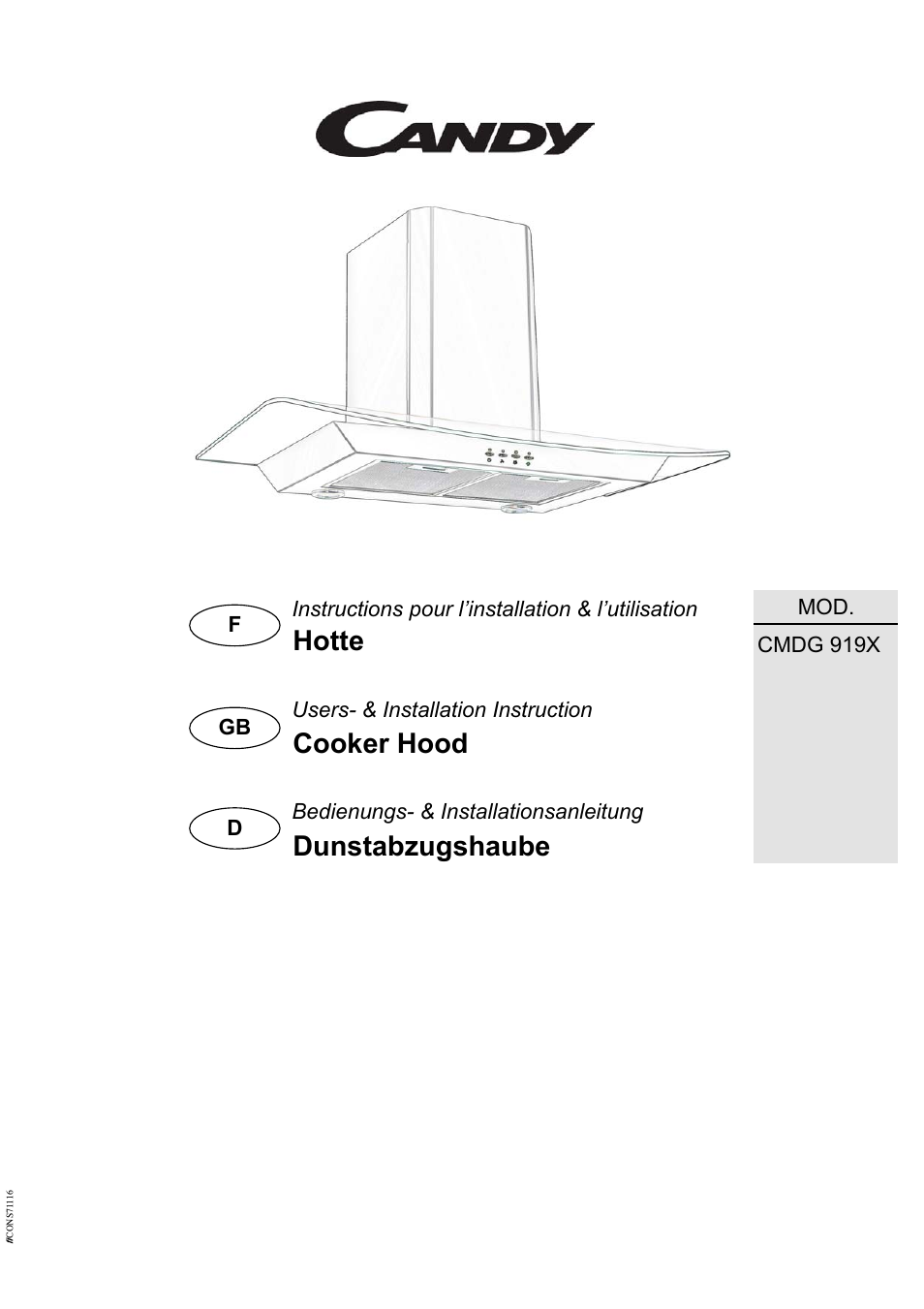 Candy CMDG 919 X User Manual | 30 pages