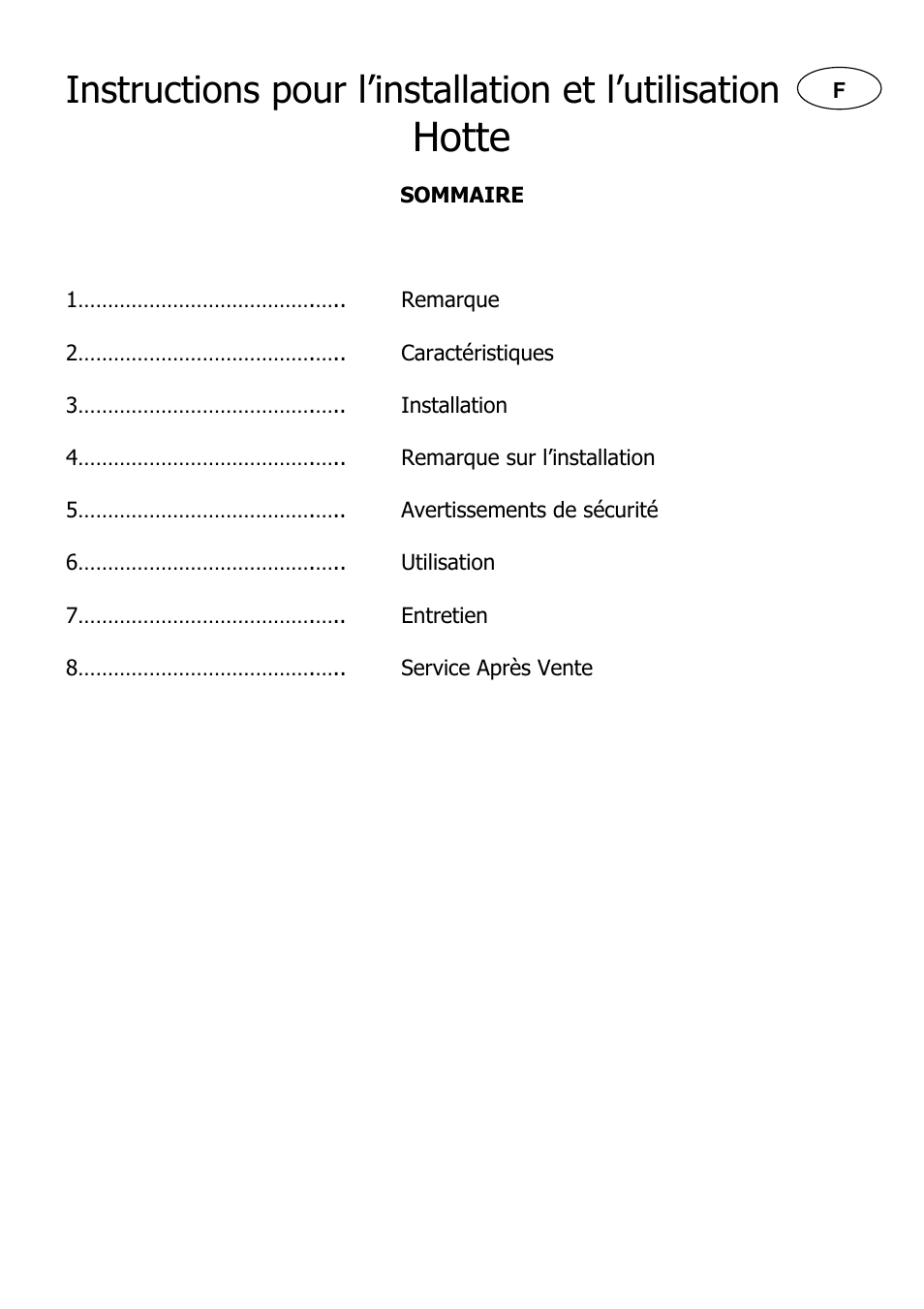 Hotte, Instructions pour l’installation et l’utilisation | Candy CMDG 919 X User Manual | Page 2 / 30