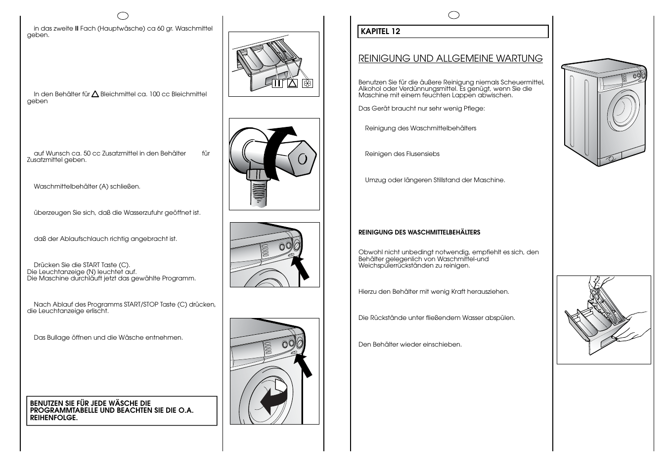 Reinigung und allgemeine wartung | Candy HOLIDAY 81 UNI User Manual | Page 13 / 67