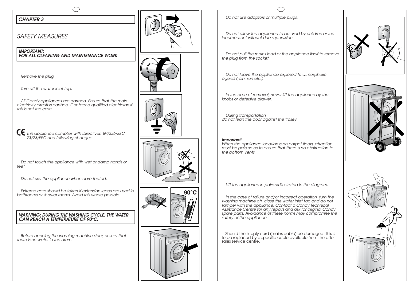 Safety measures | Candy HOLIDAY 81 UNI User Manual | Page 17 / 67