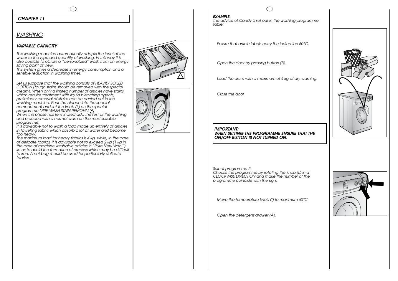 60° c 4 kg max | Candy HOLIDAY 81 UNI User Manual | Page 25 / 67