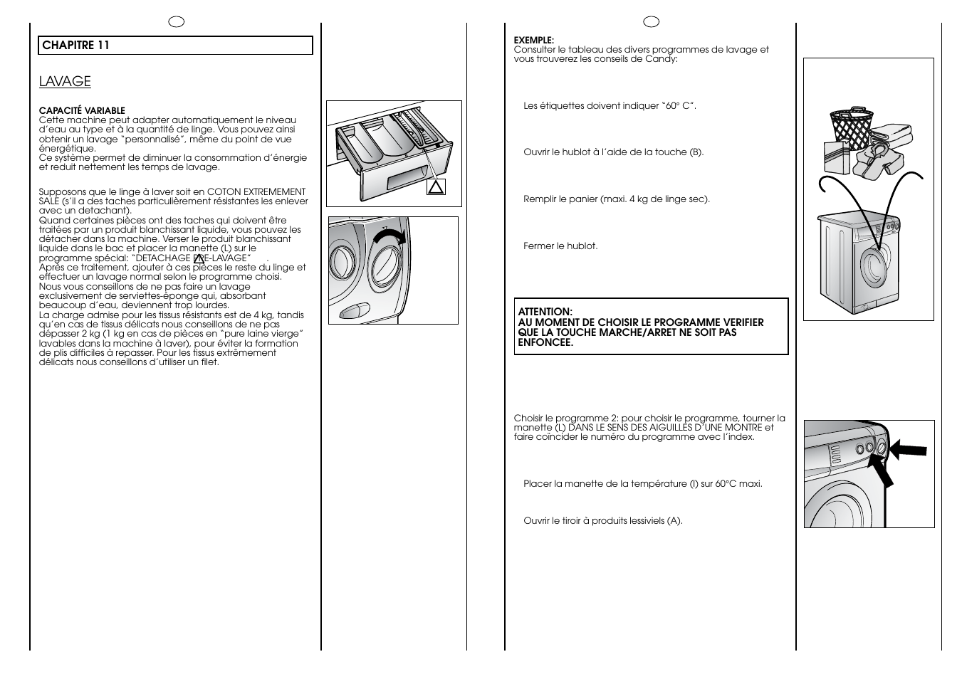 60° c 4 kg max | Candy HOLIDAY 81 UNI User Manual | Page 38 / 67