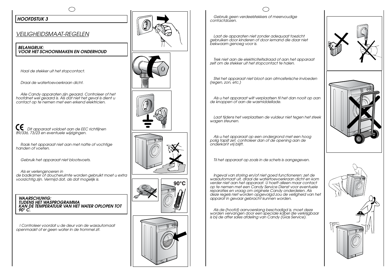 Veiligheidsmaat-regelen | Candy HOLIDAY 81 UNI User Manual | Page 56 / 67