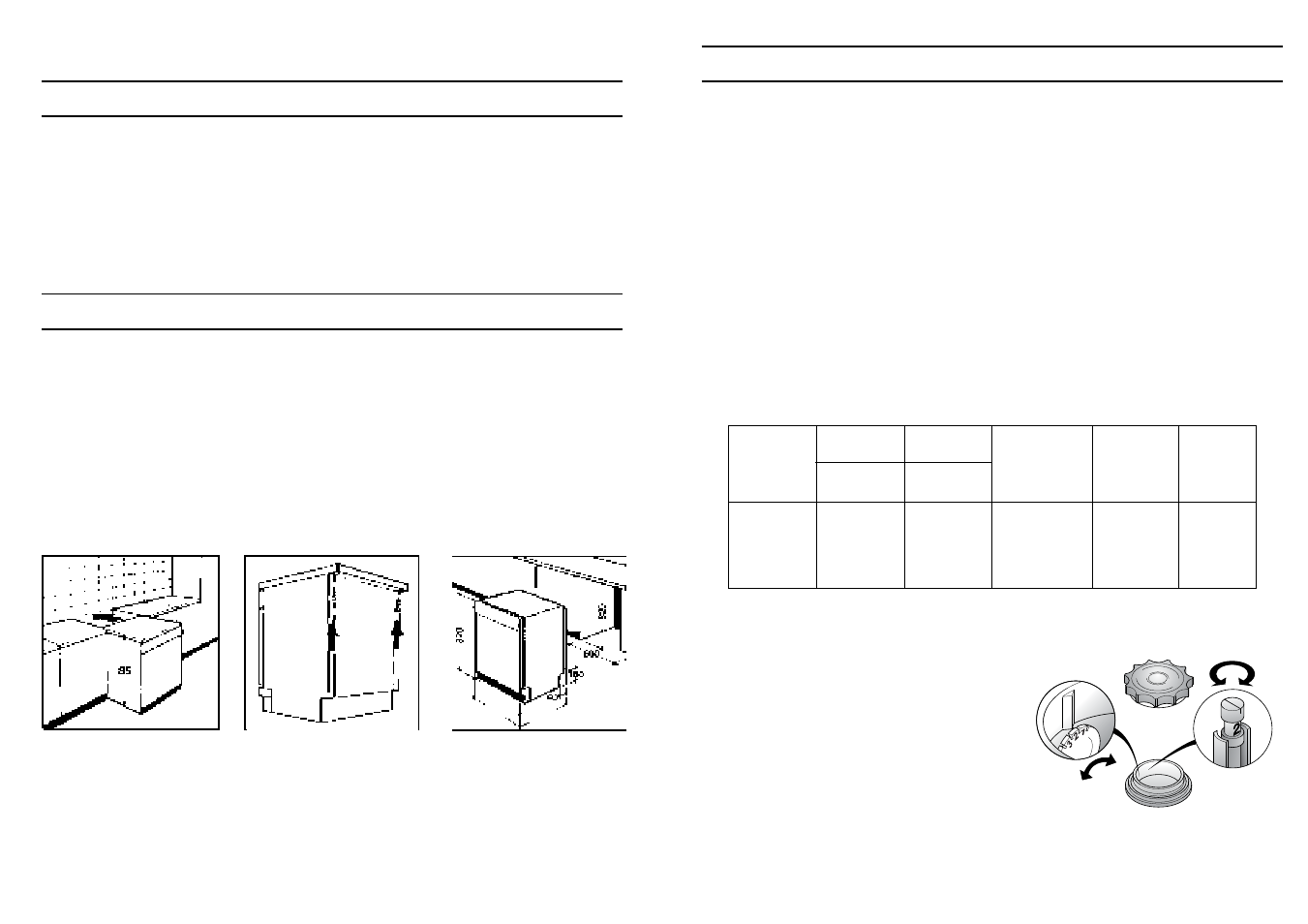 Regulating the water softener, Water softener unit, Installation in fitted kitchens | Opening the door | Candy CD 600 User Manual | Page 15 / 77