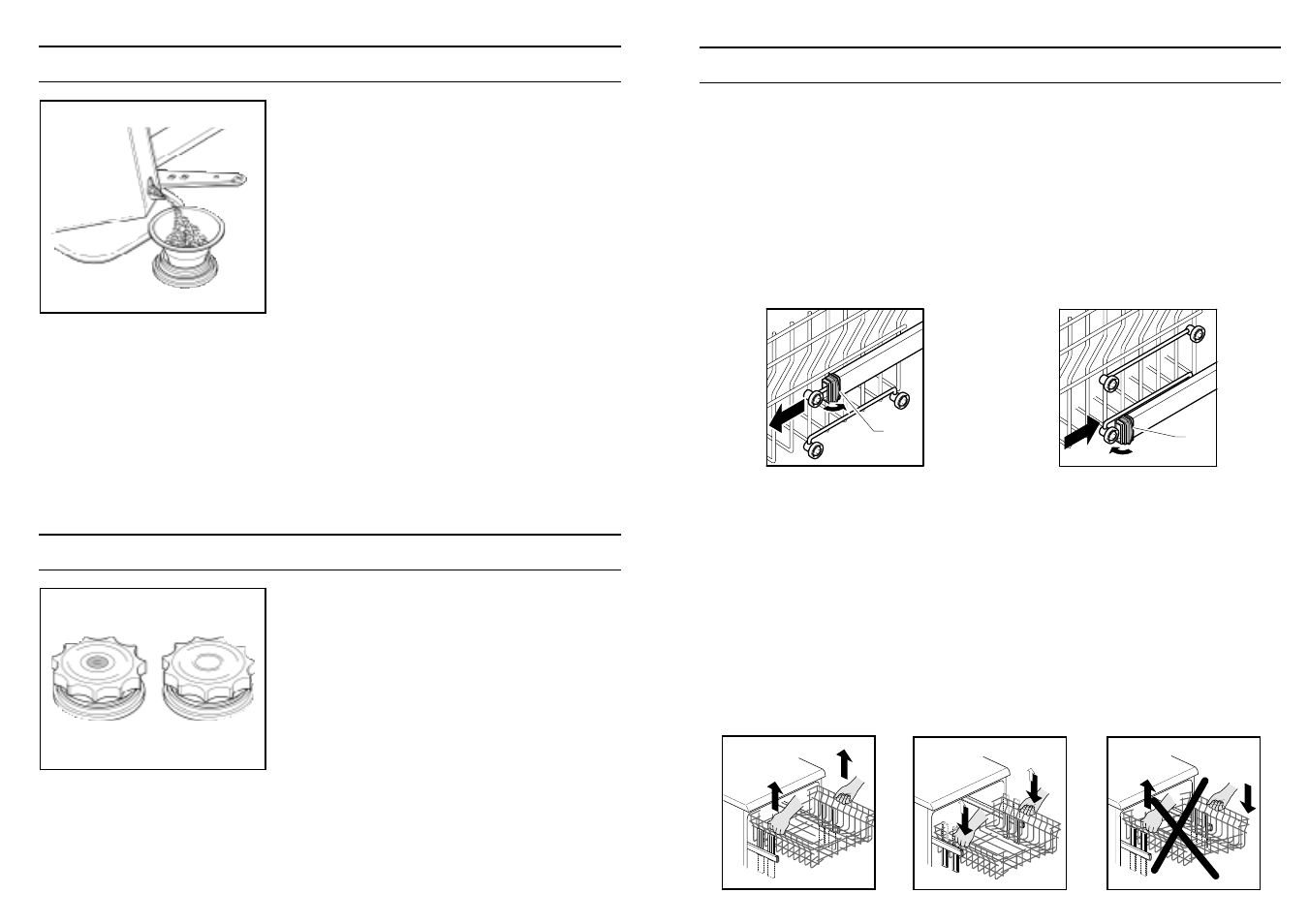 Adjustment of the upper basket, Loading the salt, Salt loading indicator | Candy CD 600 User Manual | Page 16 / 77