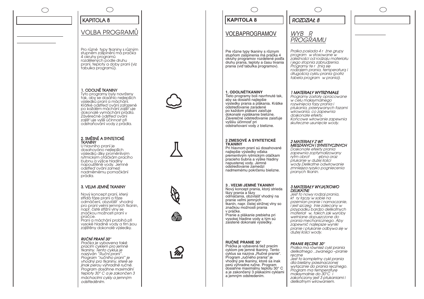 Selecção dos programas, Wyb ó r programu, Selection | Volba programå, Voªbaprogramov | Candy GO714-37S User Manual | Page 26 / 41