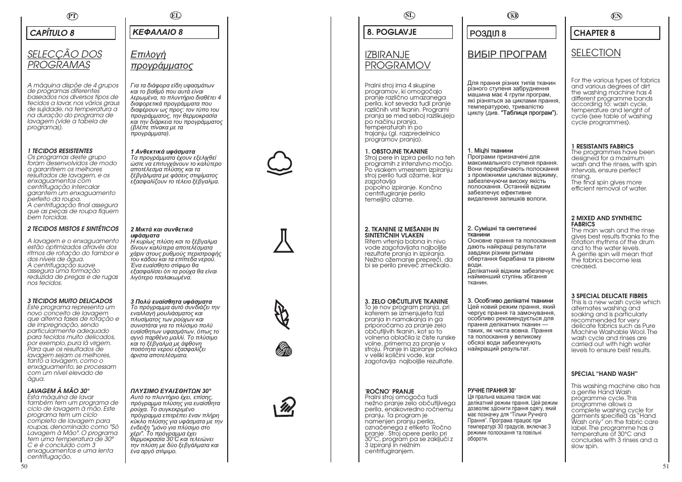 Selecção dos programas, Izbiranje programov, Âèáip ïpîãpàì | Selection | Candy GO68-18S User Manual | Page 26 / 41